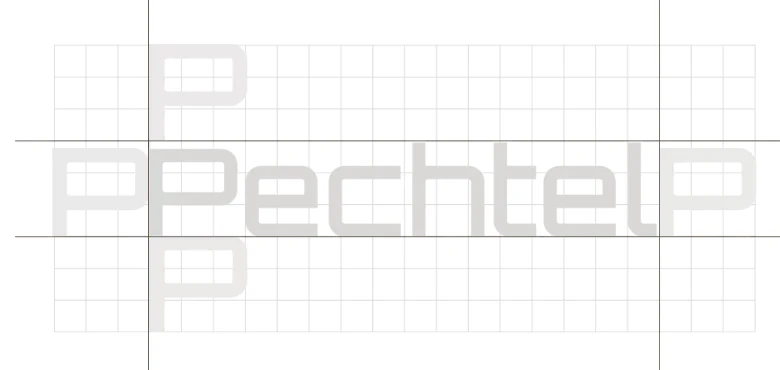Logo-Konstruktion Pechtel: Aufbau im Gestaltungsraster