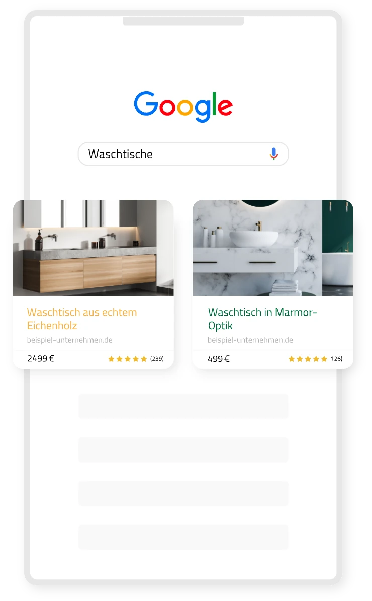 Google-Shopping-Anzeigen mit Produktkacheln